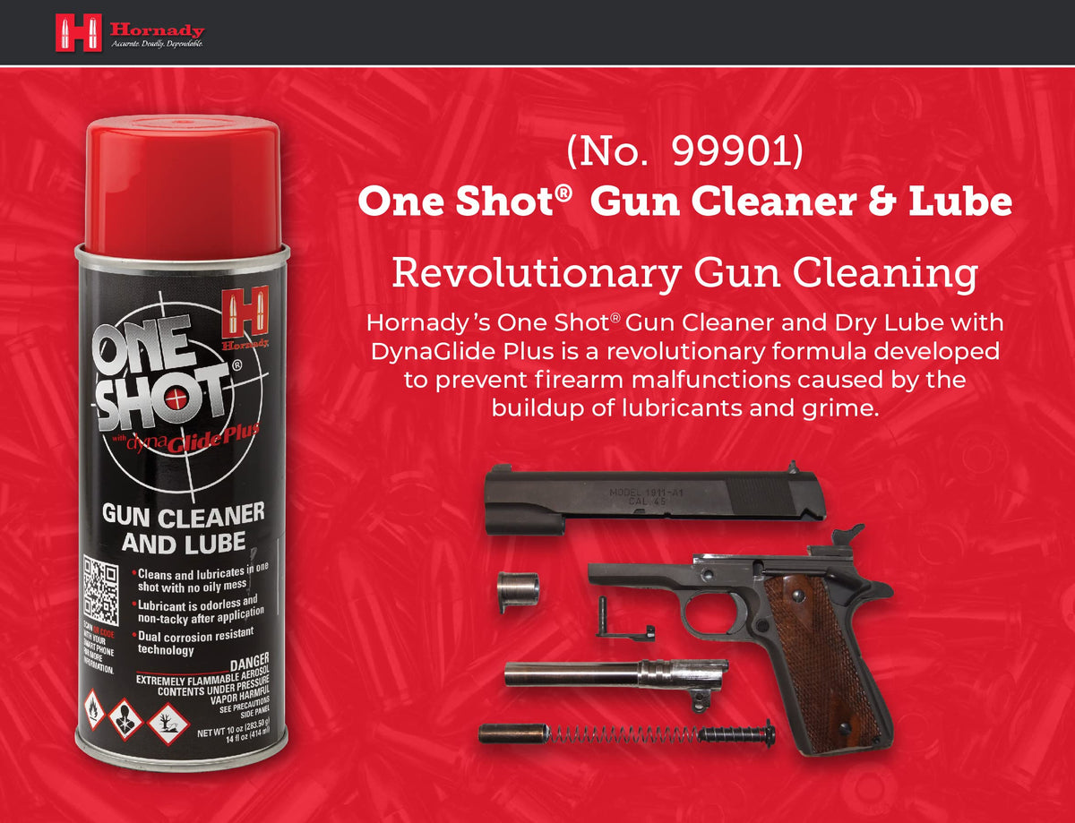Hornady One Shot Gun Cleaner and Case Lube, 10 oz – Aerosol Dry Lube, With DynaGlide Plus – Clean, Non-Sticky and Easy to Use – Contains No Petroleum, Won't Contaminate Powder or Primers