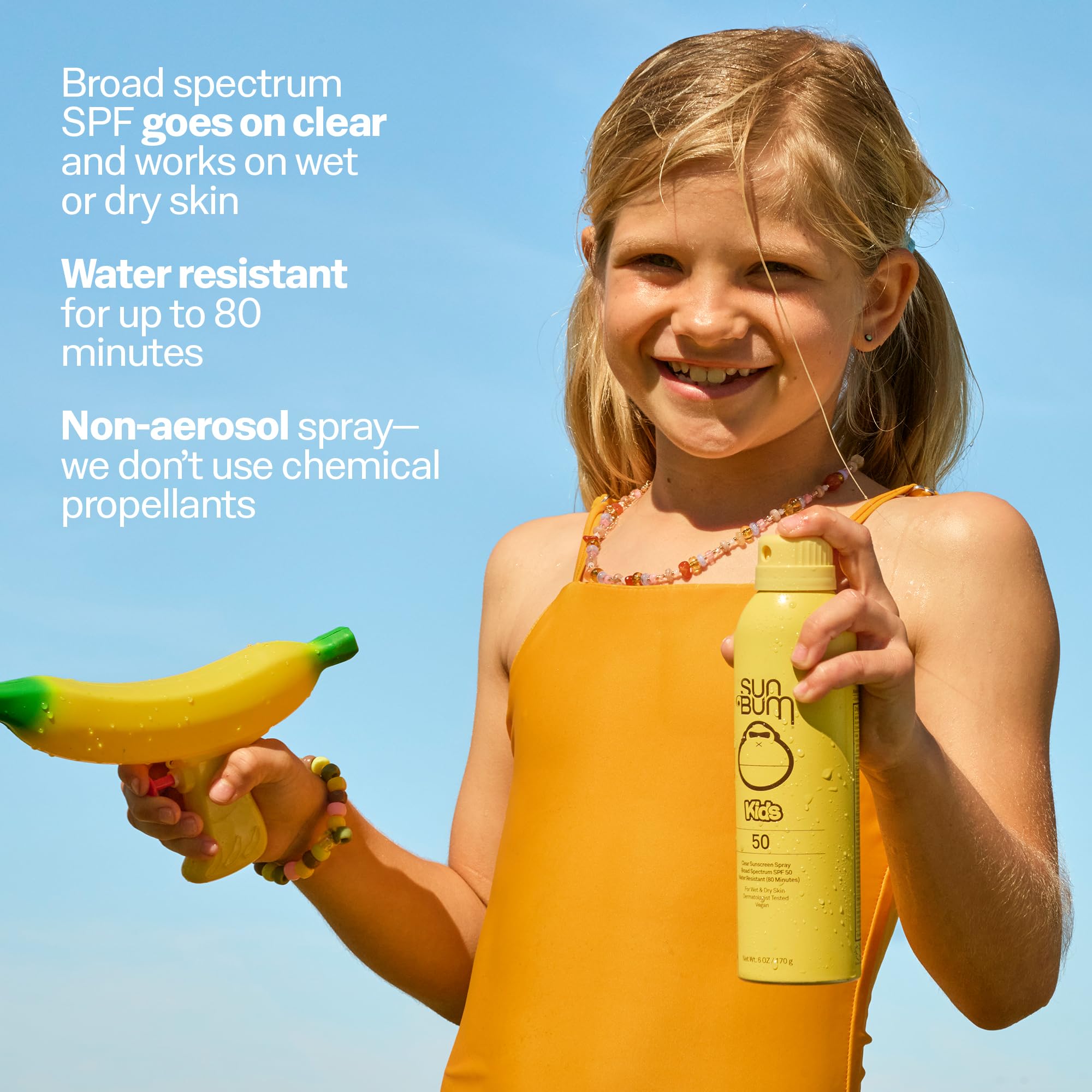 Sun Bum Kids SPF 50 Clear Sunscreen Body Spray - 6 oz | Wet or Dry Skin Application, Broad Spectrum with Vitamin E, Hawaii Act 104 Compliant (Without Octinoxate & Oxybenzone)