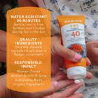 Badger Kids Mineral Sunscreen Cream SPF 40, 98% Organic Ingredients, Zinc Oxide Sunscreen for Kids Face & Body, Water Resistant, Reef Friendly, Hawaii Approved Broad Spectrum Sunblock, 2.9 fl oz