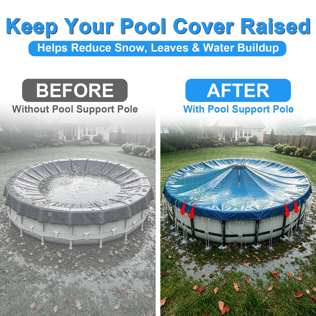 Metal Pool Cover Support Pole: Never Inflate - No Air Leaks All Winter