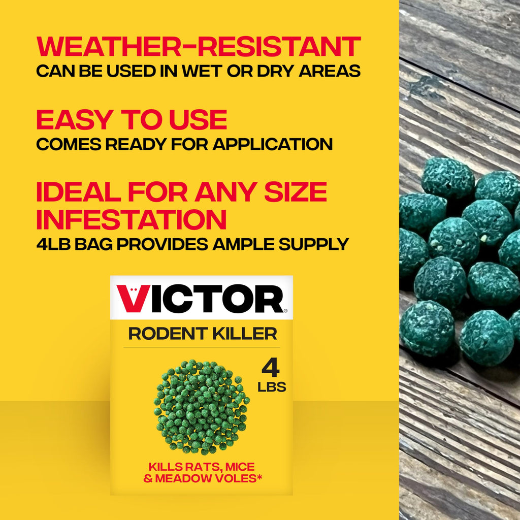 Victor Rodent Killer, 4 lb Fish-Flavored Bait Balls, Mouse Poisoning Bait