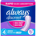 Buy now Always Discreet Adult Incontinence Pads for Women, Moderate Absorbency, Long Length, Postpartum Pads, 162 Count (3 Packs of 54) 4-drop 162 at indiglob india