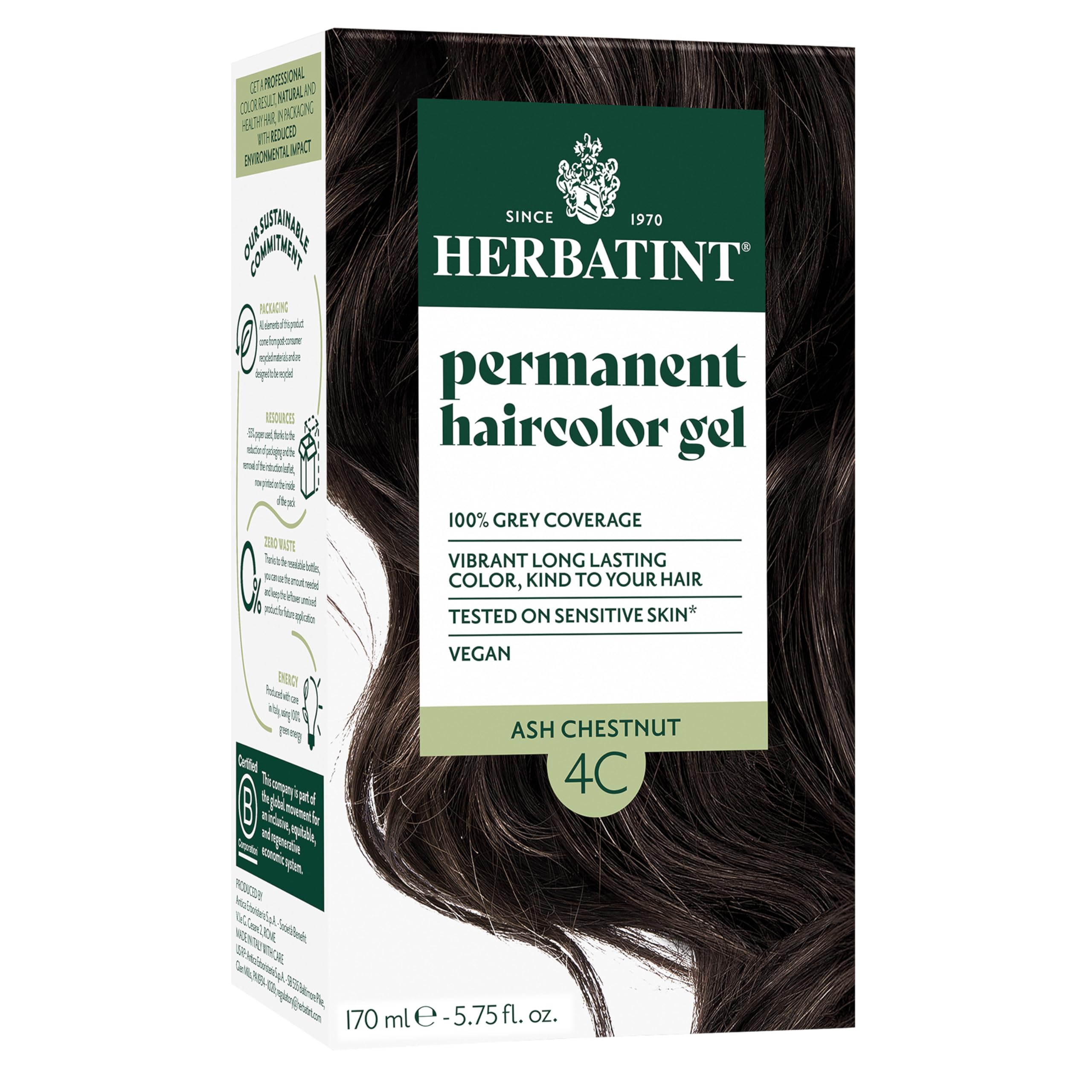 Buy now Herbatint Permanent Hair Dye For Women - 4N Chestnut - For Up To 100% Gray Coverage of Resistant Gray Hair - Ammonia-Free, Alcohol-Free & Vegan - Salon Influenced Hair color 5.75 fl oz at indiglob india