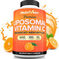 Nutrivein Liposomal Vitamin C Supplement 1650 mg - 180 Capsules, High Dose | High-absorption liposomal delivery for men and women. Supports whole-body defenses, skin, and overall well-being. Non-GMO.