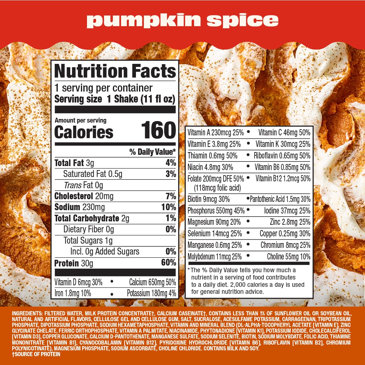 Premier Protein Shake, Limited Edition Pumpkin Spice, 30g Protein, 1g Sugar, 24 Vitamins & Minerals, 11 fl oz (4 Pack)