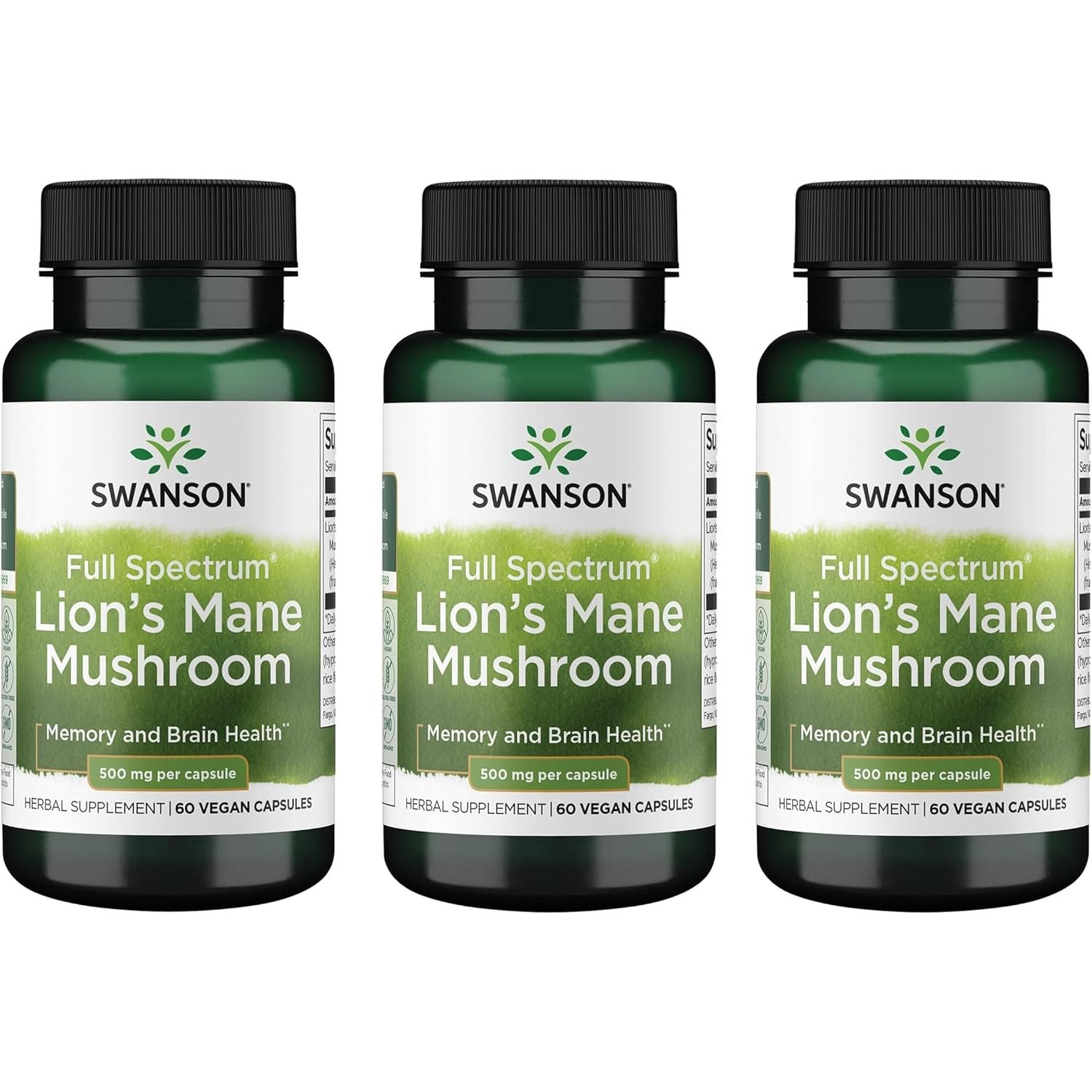 Buy now Swanson Lion's Mane Mushroom Capsules - 500 mg Each, 60 Capsules - Herbal Supplement Supporting Cognitive Function 60 Count (Pack of 3) at indiglob india