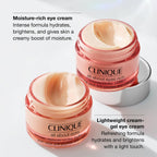 Clinique All About Eyes: Lightweight Eye Cream Vitamin C Formula + Rich Eye Cream Hyaluronic Acid Formula | Hydrating, Brightening, Depuffing
