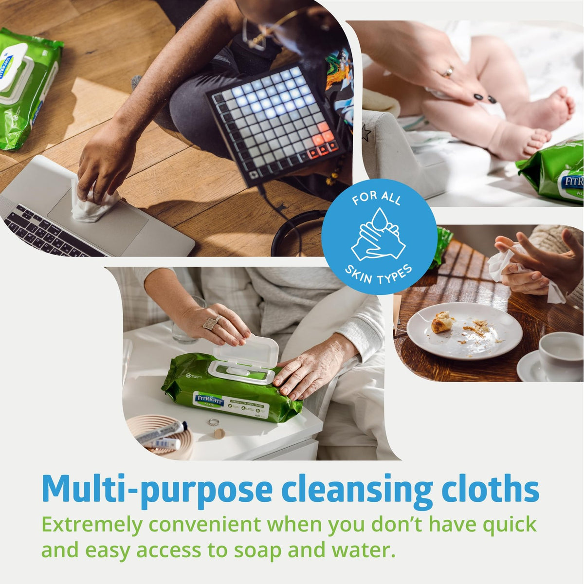 Medline FitRight Aloe Quilted Heavyweight Personal Cleansing Cloth Wipes, Unscented, Pack of 48, 8 x 12 inch Adult Large Incontinence Wipes