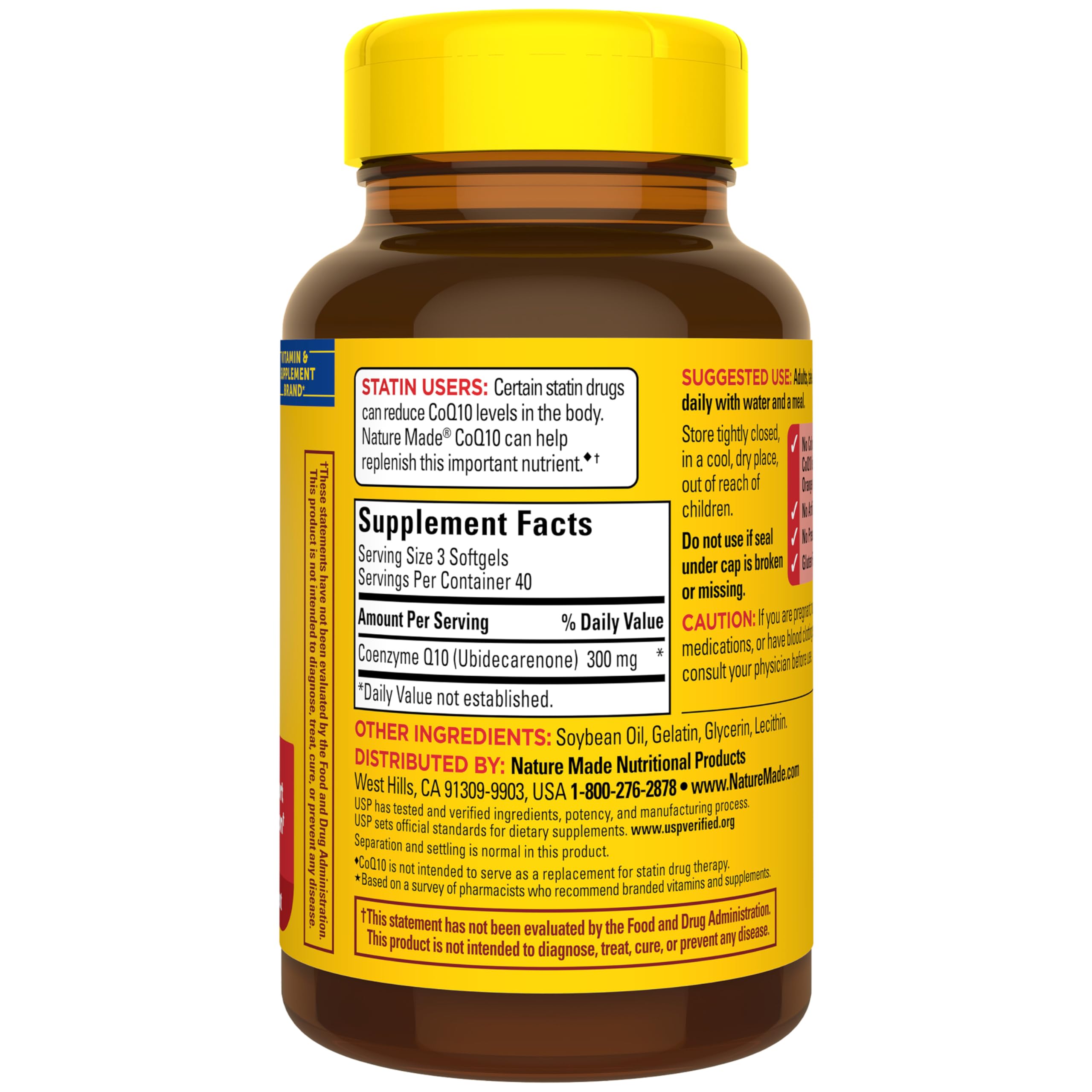 Nature Made CoQ10 300mg per 3 Softgels, Heart Health Support, 120 Softgels | Co Q 10 Supplement for Women and Men, Dietary Supplement that Provides Antioxidant Support, 40 Day Supply