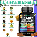 Adndale Sea Moss Capsules - Sea Moss Blend with Ashwagandha, Turmeric & Black Seed Oil - 90 Count