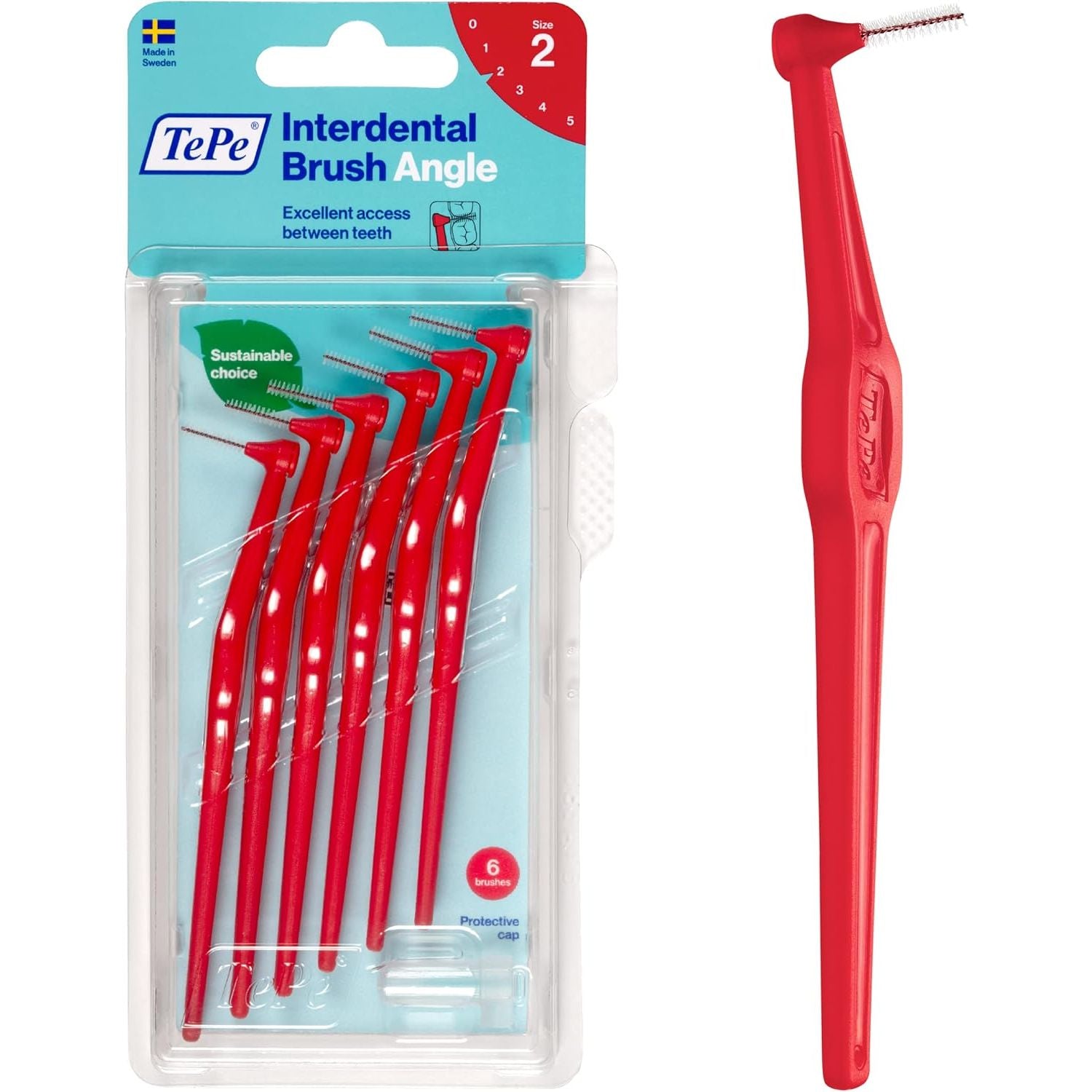 Buy now TEPE Interdental Brush Angle, Angled Dental Brush for Teeth Cleaning, Pack of 6, 0.8 mm, Large Gaps, Green, Size 5 Red 0.5 mm at indiglob india