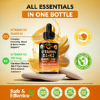 Vitamin D3 K2 USDA Organic Drops - Vitamin D3 10000 IU & K2 120mcg - 2 OZ | Immune & Mood Support, Bone & Teeth Health - Sugar-Free, Orange Flavor - Liquid Supplement for Men & Women - 60-Day Supply