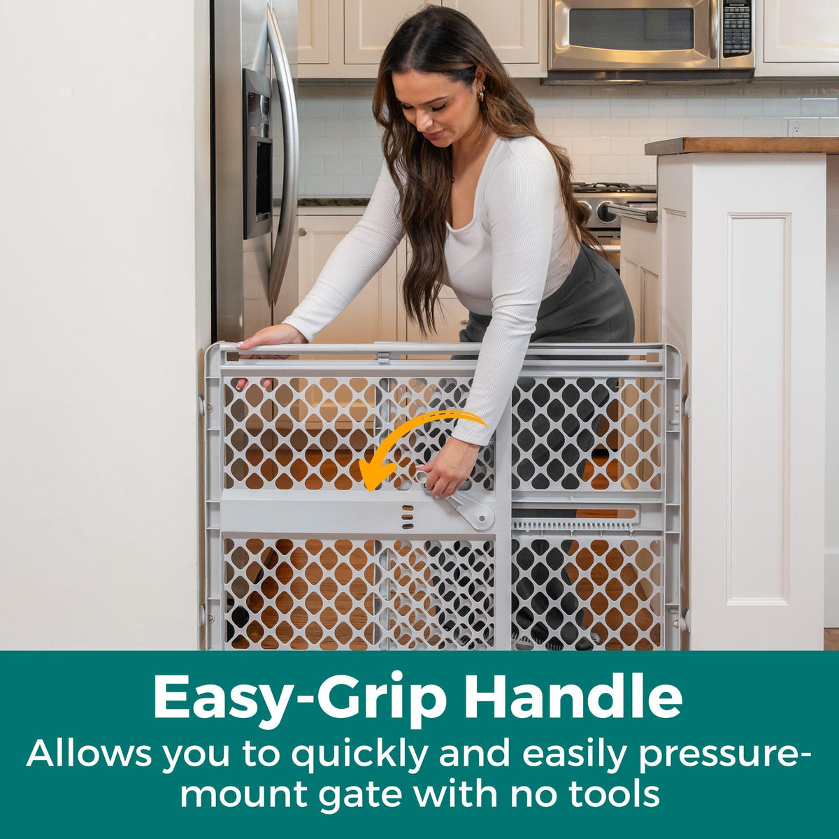 MYPET Universal Pet Gate: 26” - 42” Wide Dog Gate for Doorways with Pressure Fit or Swinging Door Hardware Mounting Types Included: 26" Tall; Gray
