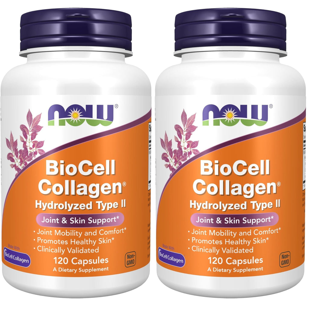 NOW Foods Supplements, BioCell Collagen® Hydrolyzed Type II, Clinically Validated, 120 Veg Capsules