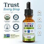 Dr. Green Mom Liquid Vitamin D 3 K2 Drops — Babies & Kids — Organic, 400 IU