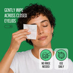 100PCs Tea Tree Eyelid Wipes – Cleaning Eye Wipes for People with Dry Eyes & Allergies – Gentle Eyelid Cleanser with Hyaluronic Acid, Chamomile and Aloe – Individually Wrapped & Biodegradable