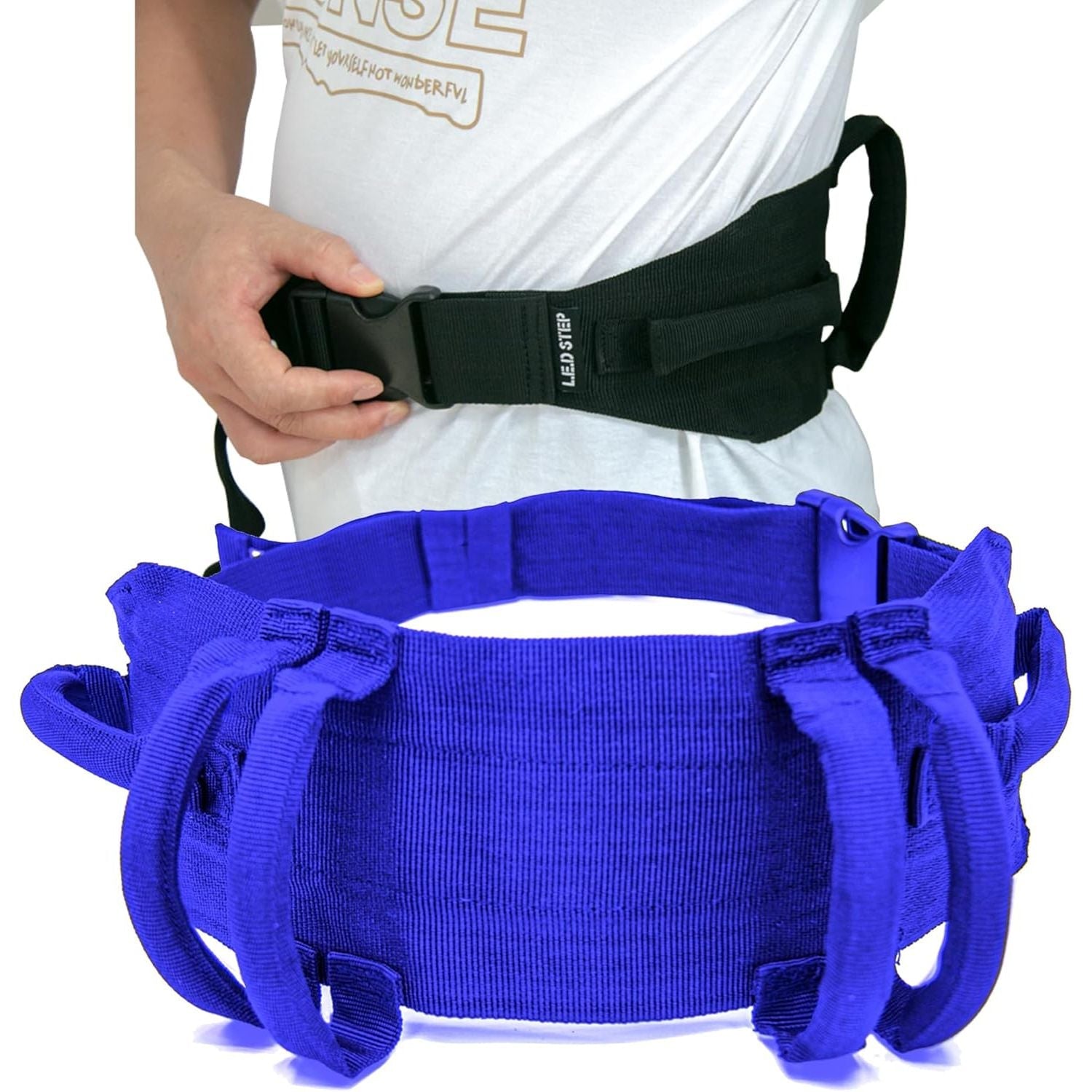 Buy now Gait Belt Walking Transfer Belt with 6 Plastic Padded Caregiver Handles and Quick Release Buckle for Patient,Elderly Physical Therapy (Black) Blue at indiglob india