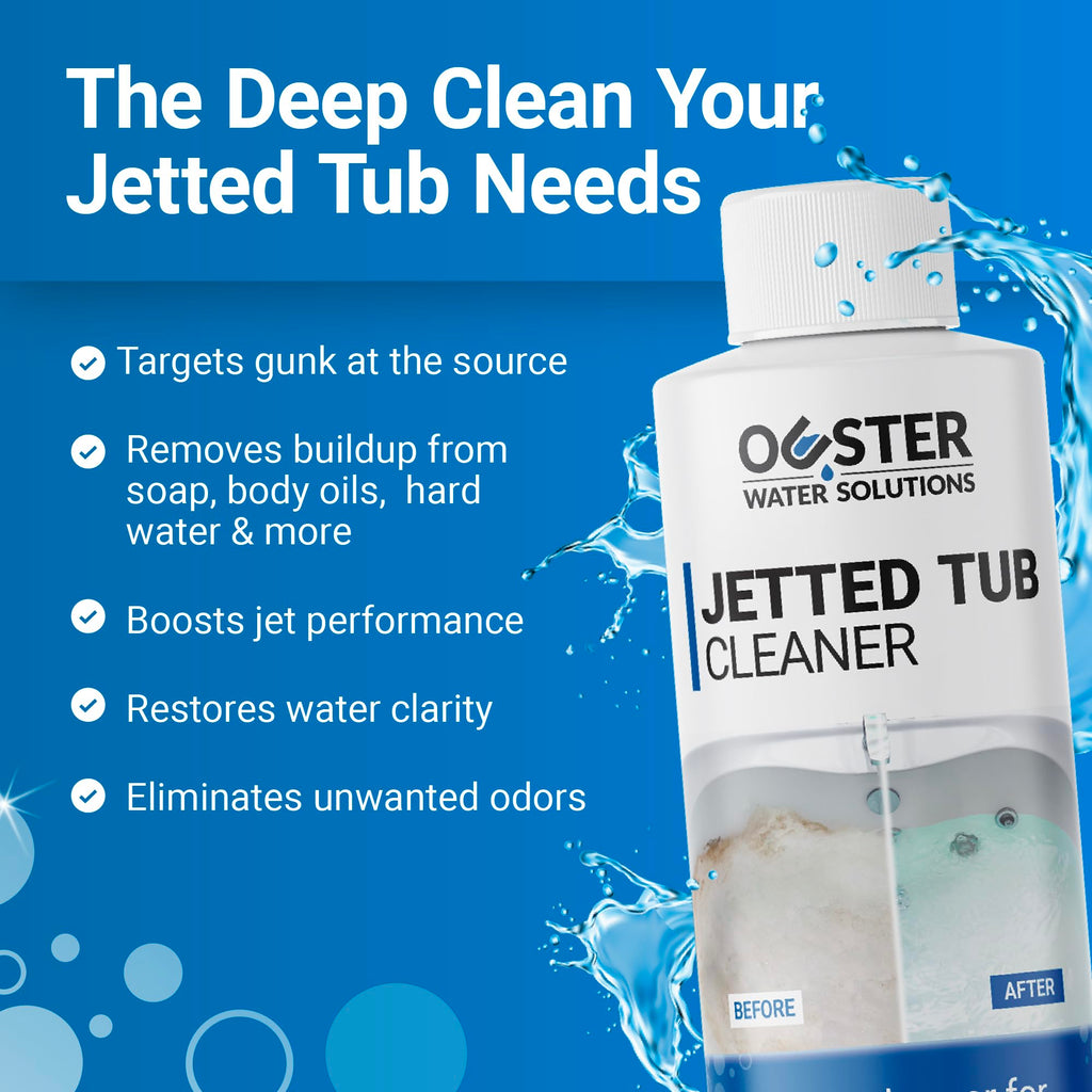 Ouster Jetted Tub Cleaner for Bathtub Jets and Tubes, Jacuzzi & Whirlpool - Removes Black Flakes, Gunk & Odor in Minutes - 12 Uses, 1 Year Supply, Septic Safe, Made in USA, 12 oz