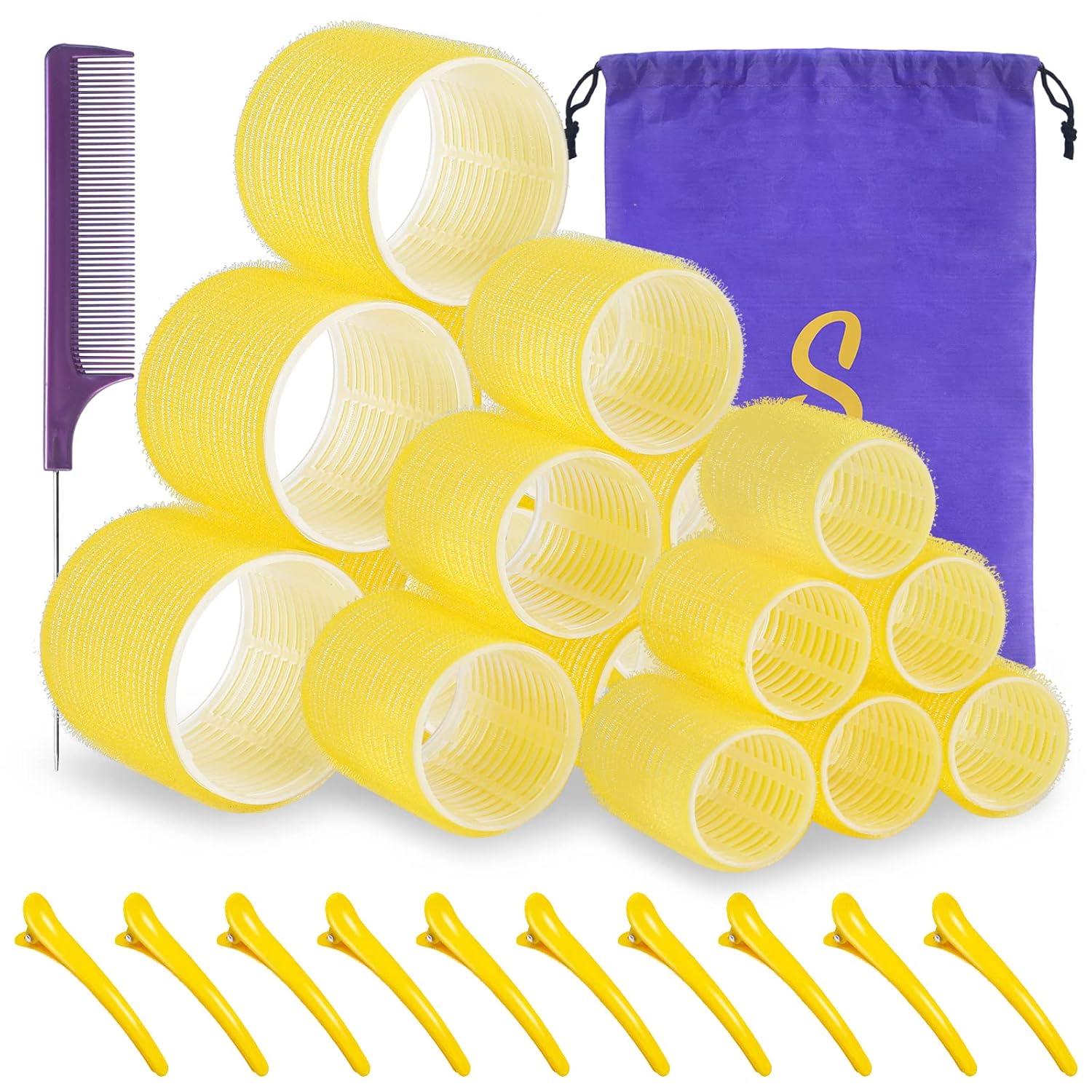 Buy now Self grip hair roller set,Hair roller set 18 pcs,Hair rollers with hair roller clips and comb,Salon hairdressing curlers,DIY Hair Styles, Sungenol 3 Sizes Hair Rollers in 1 setâ€¦ 1 Count (Pack of 18) Yellow 18 at indiglob india