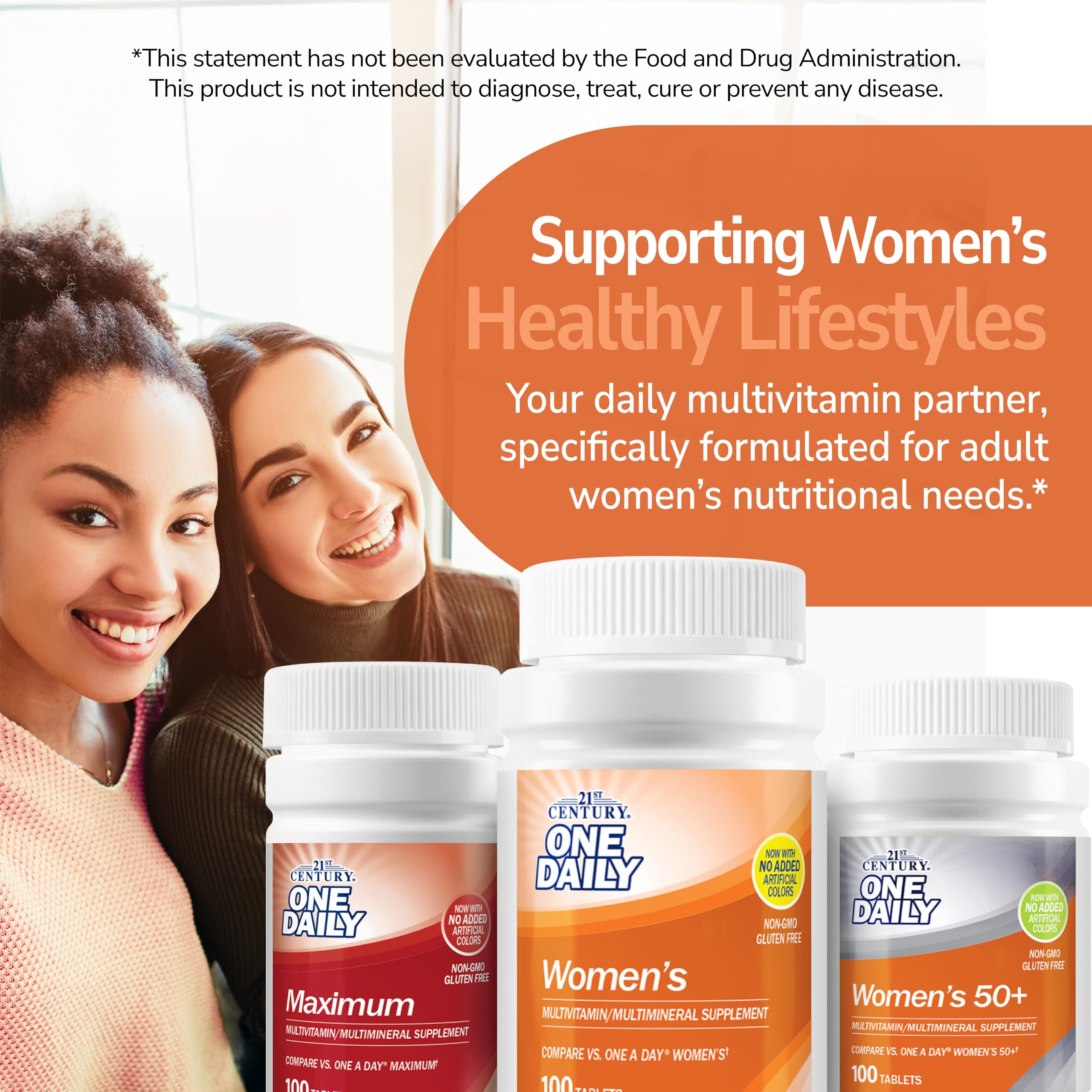 21st Century One Daily Women's Multivitamin Tablets, 100 Count | Complete Daily Multivitamin & Multimineral, Compare VS. One A Day® Women's, Women with 16 Essential Nutrients for Energy