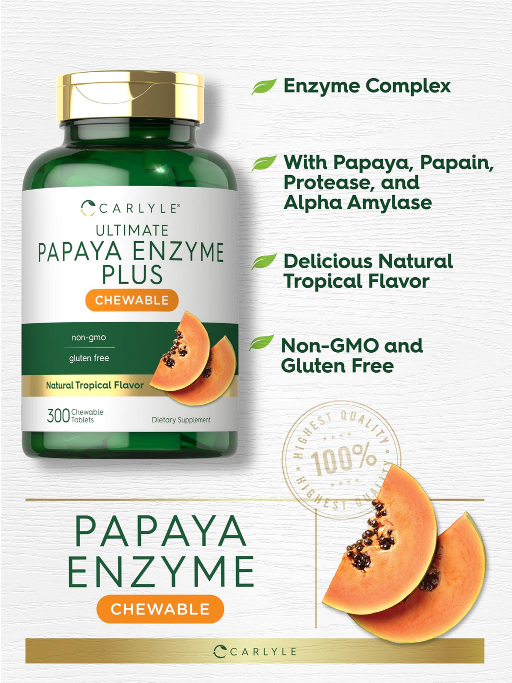 Carlyle Papaya Enzyme Chewable Tablets