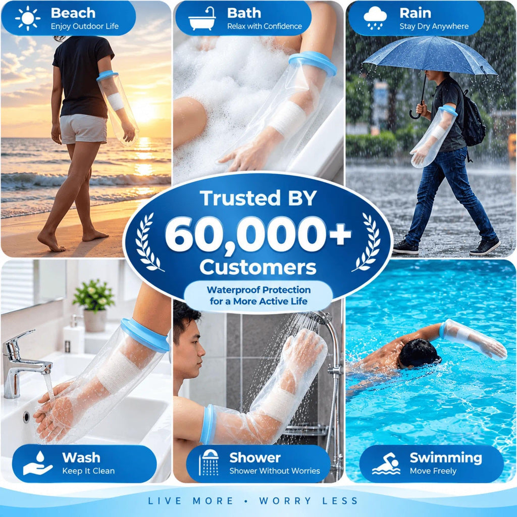 UpGoing Ringless Waterproof Cast Covers for Shower Arm Adult - Long Full Silicone Cast Protector for Swimming, Reusable Medical Grade Arm Cast Cover to Keep Wounds Dry for Arm, Hand, Wrist & Elbow