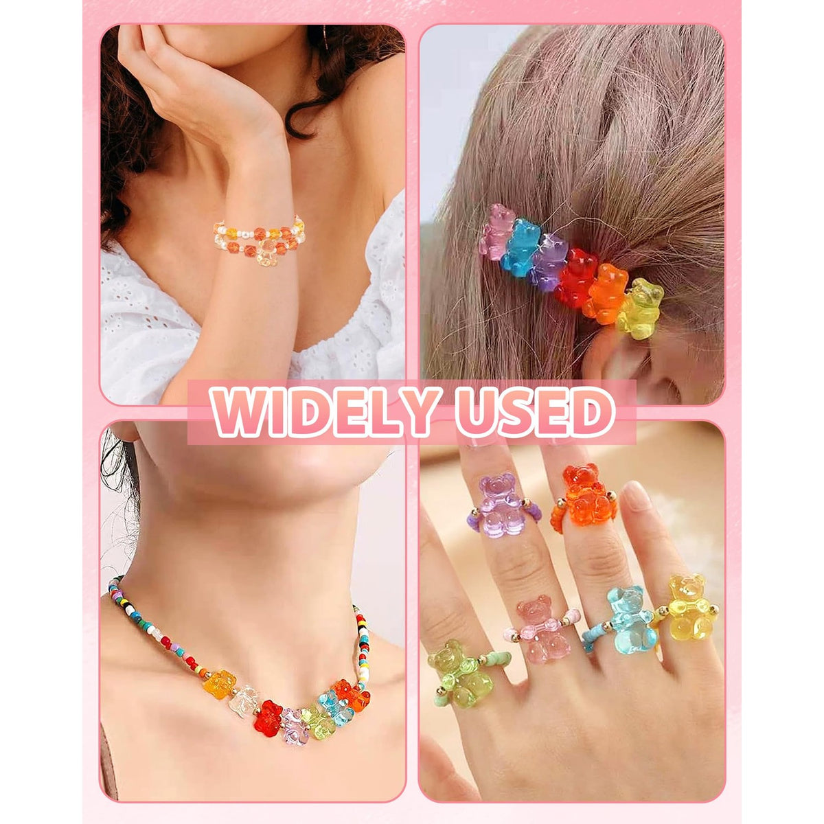 FIVEIZERO 200PCS Clear Acrylic Gummy Bear Beads