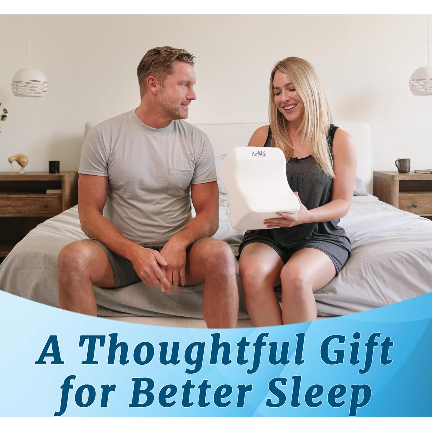 Buy now ComfiLife Orthopedic Knee and Leg Pillow for Side Sleepers Sleeping - 100% Polyurethane Foam for Back Pain, Hip Pain Relief at indiglob india