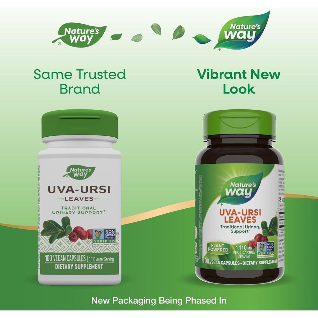 Buy now Nature's Way Uva Ursi Leaves, Traditional Urinary Support*, 1,110 mg per 3-Capsule Serving, Non-GMO Project Verified, Herbal Dietary Supplement, Gluten Free, 100 Vegan Capsules (Packaging May Vary) at indiglob india