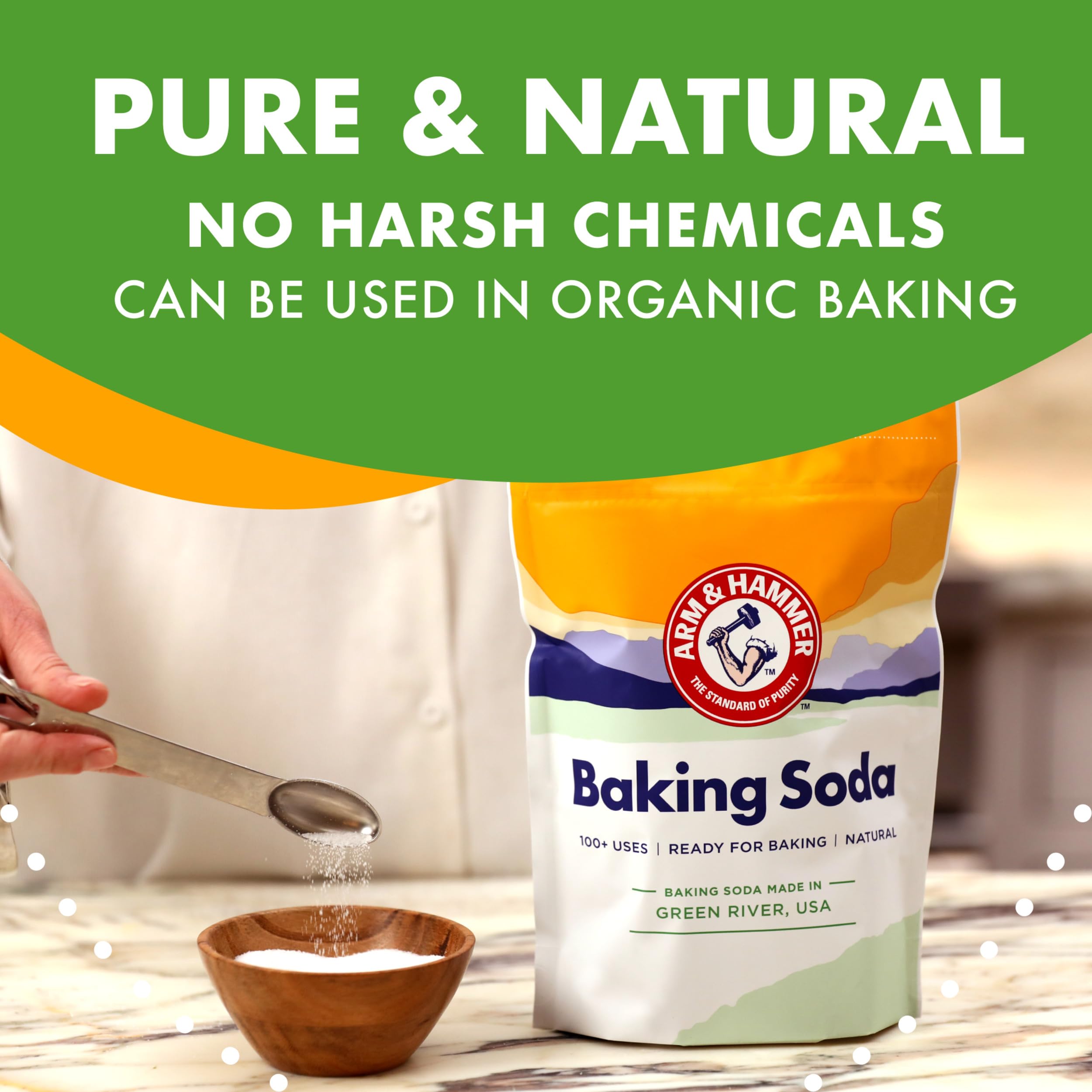Buy now ARM & HAMMER Baking Soda Made in USA, Ideal for Baking, Pure & Natural, 2.7lb Bag at indiglob india