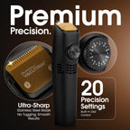Bell+Howell Vacutrim Deluxe Cordless Mens Beard Trimmer, Rechargeable Electric Shaver with 20 Trim Setting and Built-in Vacuum for Mustache, Sideburns. Facial Hair, Black, 7.5", As Seen On TV