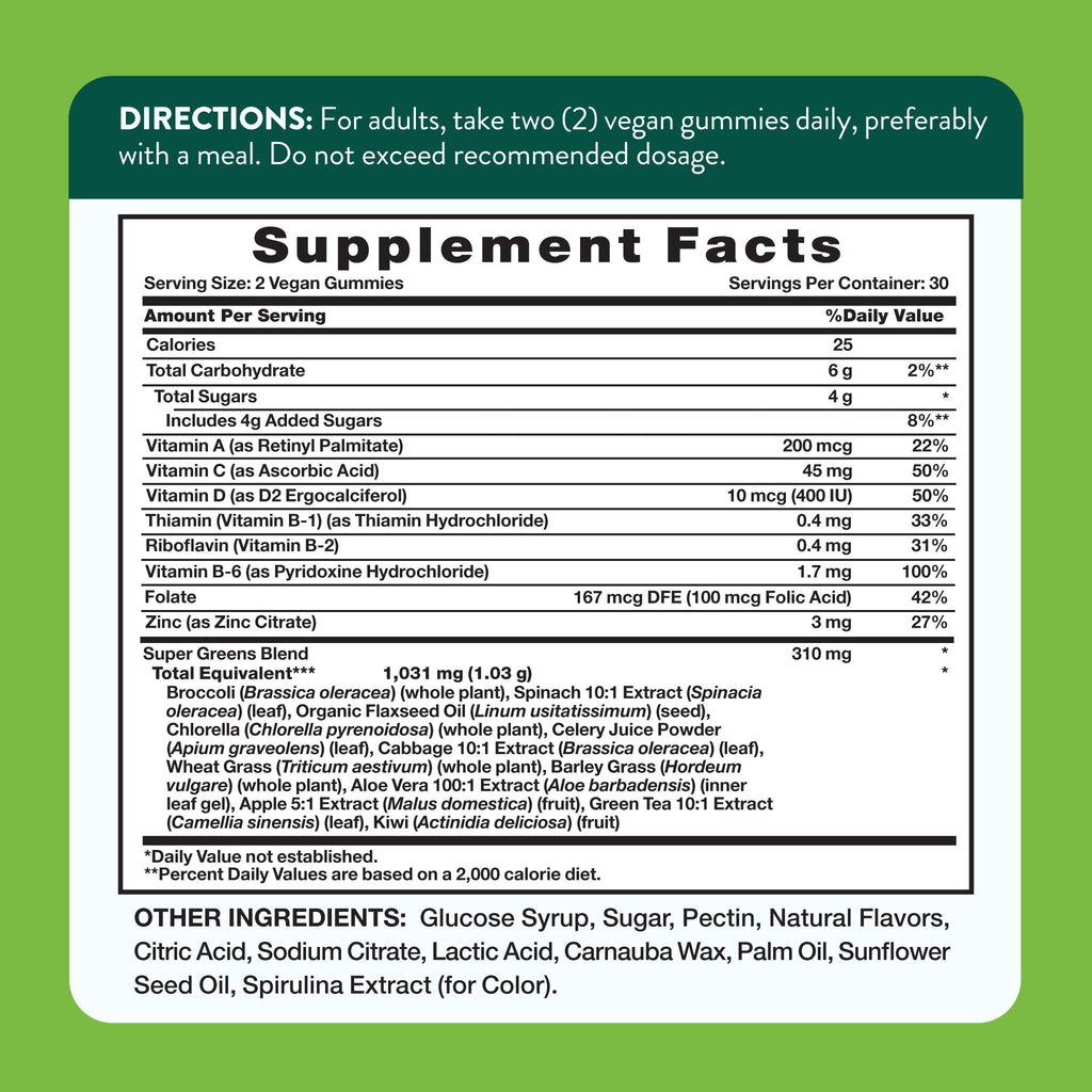 Nature's Truth Super Greens Gummies | 60 Count