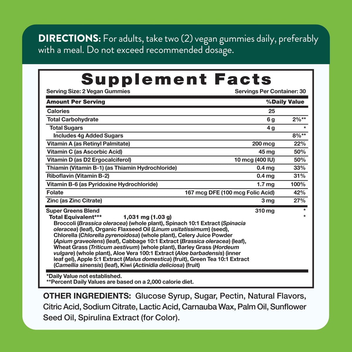 Nature's Truth Super Greens Gummies | 60 Count