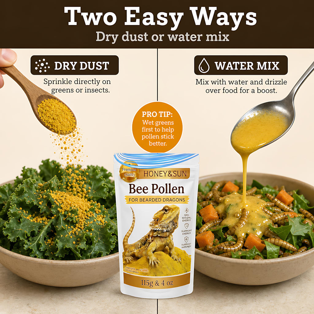 Organic Bee Pollen Powder for Bearded Dragons – HONEY&SUN 4oz Reptile Food