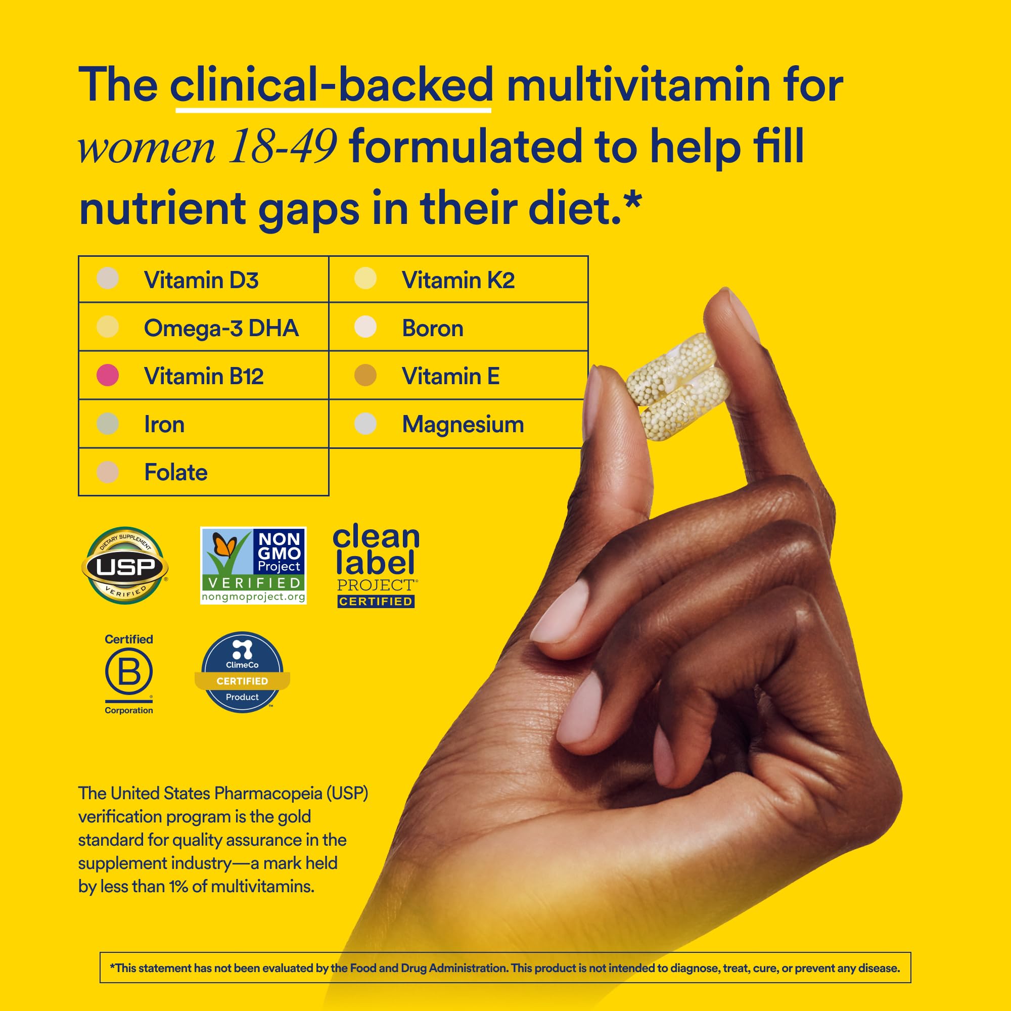 Ritual Women's 18+ Multivitamin - USP Verified - 60 Capsules - 30 Servings | Clinical-Backed - Key Essential Vitamins and Minerals - Support Energy, Heart, Bone, Brain Health* - Vegan - Mint