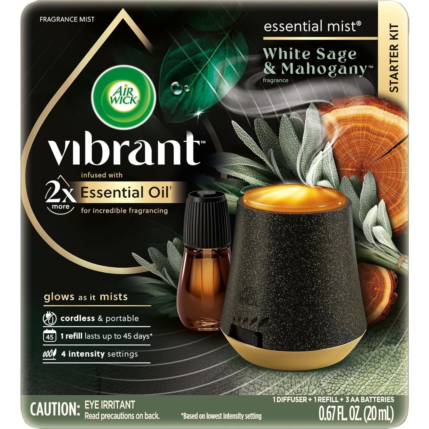 Buy now Air Wick Essential Mist Starter Kit, Diffuser + 1 Refill, Lavender and Almond Blossom, Air Freshener, Essential Oils White Sage and Mahogany at indiglob india