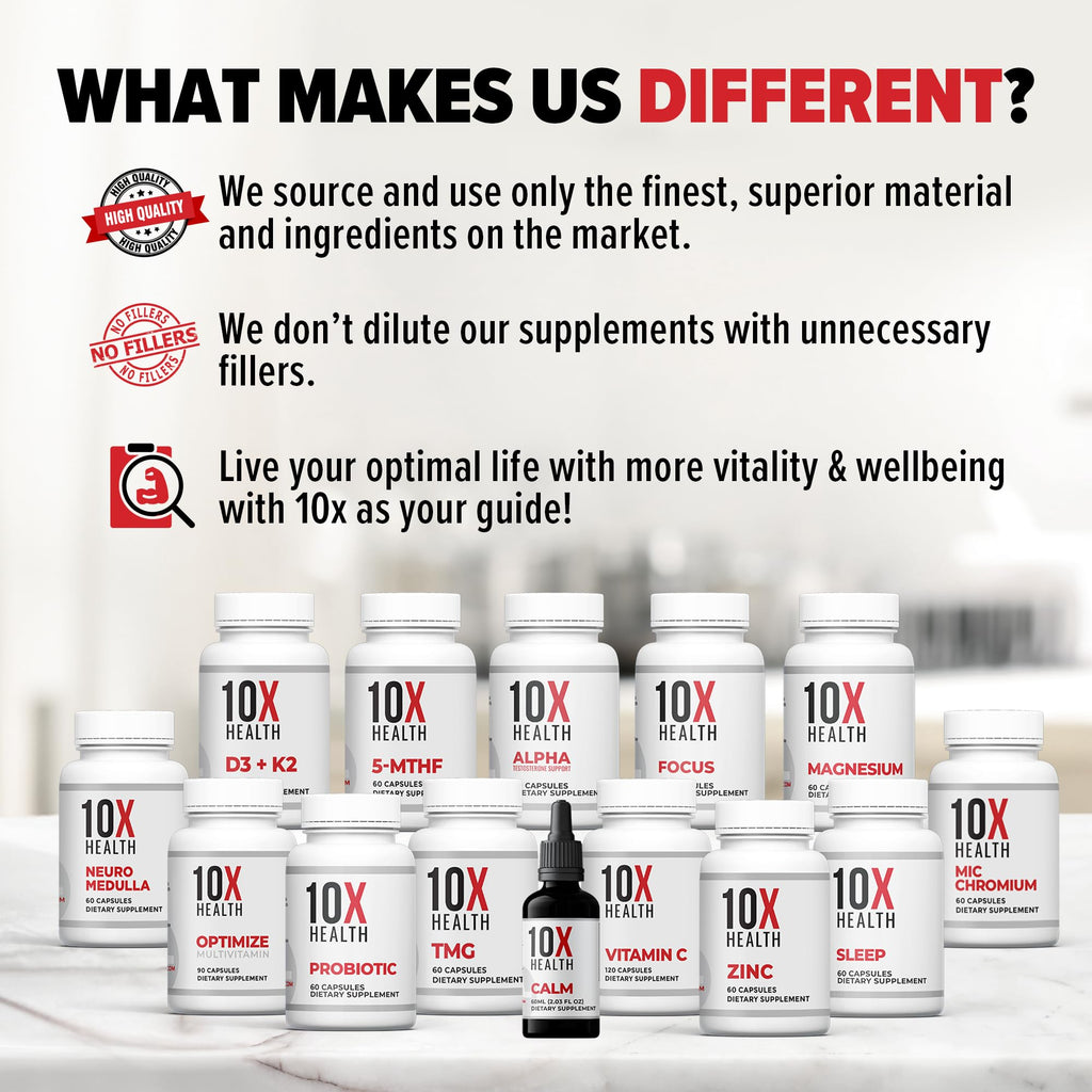 10X Health Tmg Supplements - 60 Capsules | Trimethylglycine: Betaine Anhydrous, Liver & Heart Support, Non-GMO & Gluten-Free