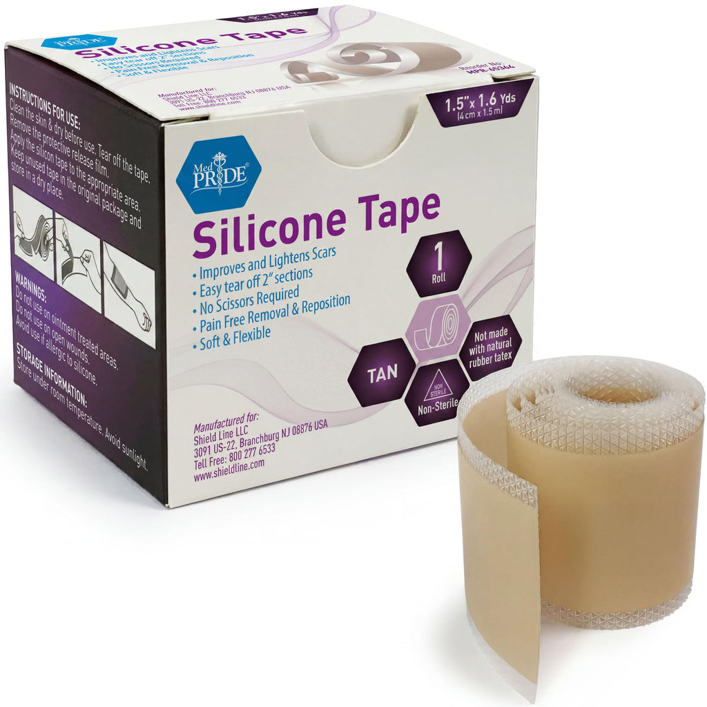 MED PRIDE Silicone Wound and Scar Tape Roll 1.5 in x 1.6 Yards,Waterproof