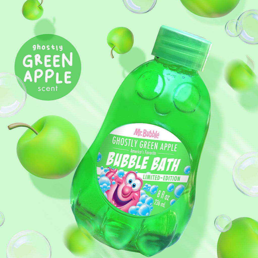 Mr. Bubble Halloween Bubble Bath 3-Pack – Ghost, Cat & Pumpkin Collectible Bottles – Green Apple, Grape & Pumpkin Pie Scents – Kids Bubble Bath Set, 8 oz Each