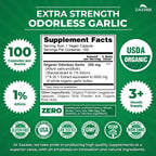 Zazzee USDA Organic Odorless Garlic 20:1 Extract, 1% Allicin, 100 Capsules | Vegan, 3+ Month Supply, Allium Sativum, Immune, Circulation & Heart Health Support, All-Natural, Non-GMO, Made in the USA