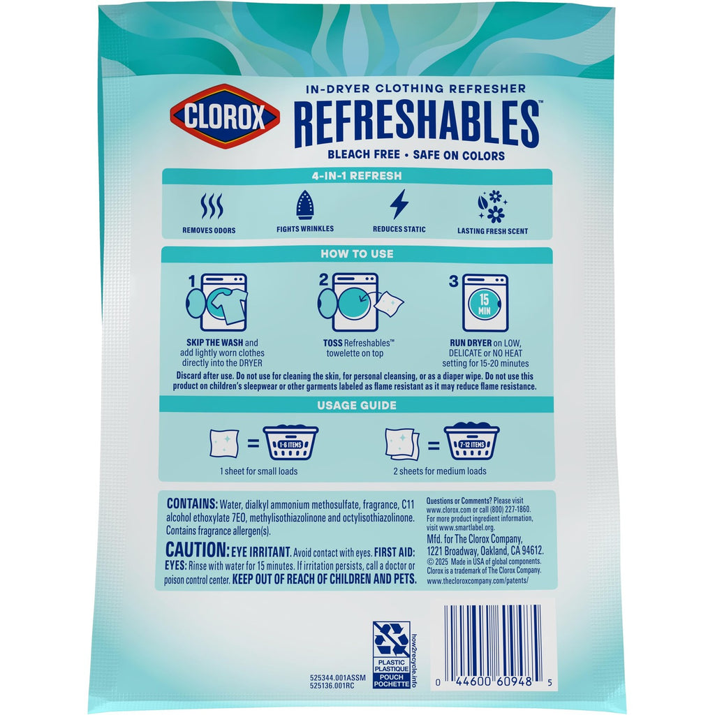 Clorox Refreshables In Dryer Clothing Refresher, Spring Fresh, 30 Count