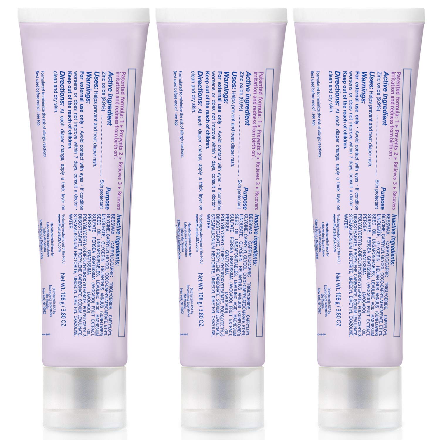 Mustela Baby Diaper Rash Cream 123 - Skin Protectant with Zinc Oxide - Fragrance Free & Paraben Free - with 98% Natural Ingredients - Various Packaging