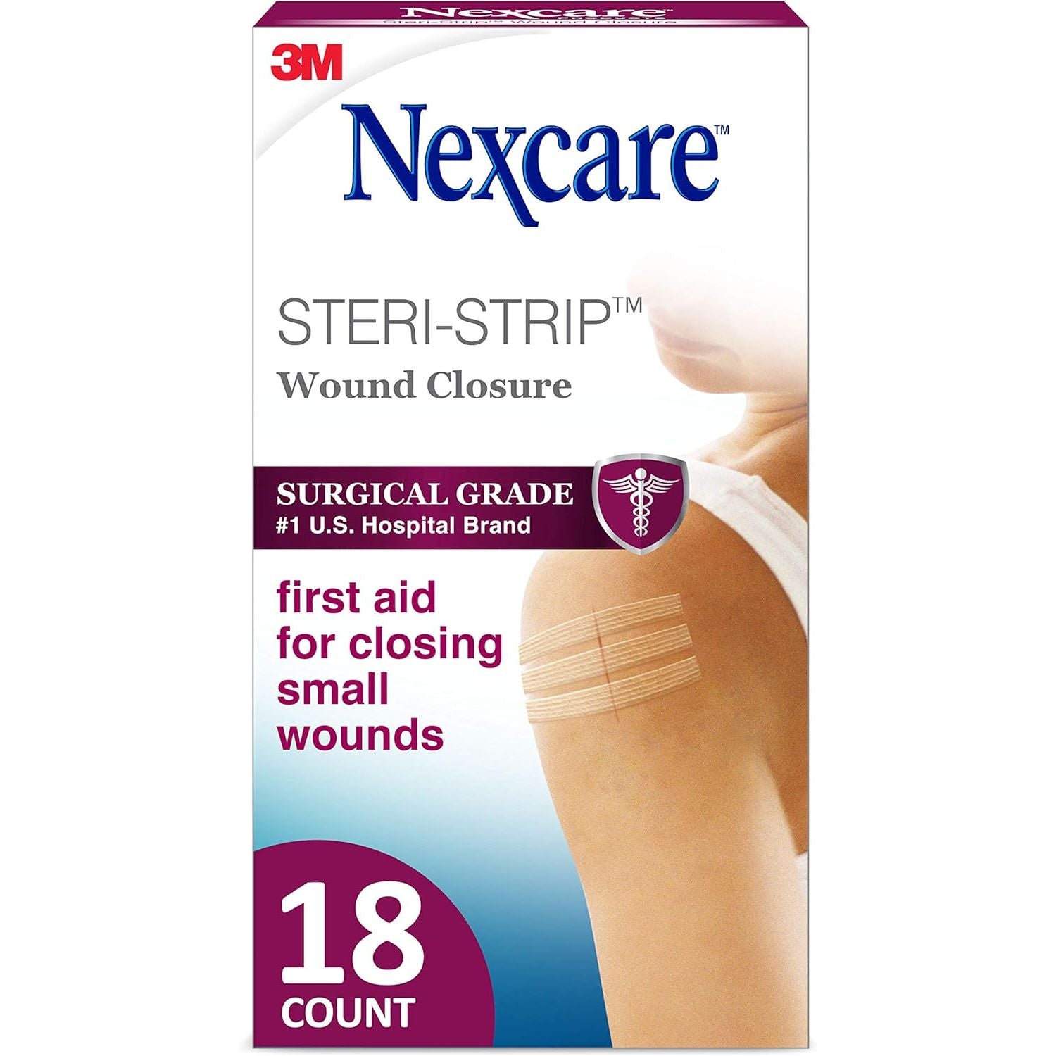 Buy now Nexcare Steri-Strip Wound Closure, Breathable Strips Hold Small Wounds Firmly Closed, Great After Sutures or Staples - 30 Wound Closures 18 at indiglob india