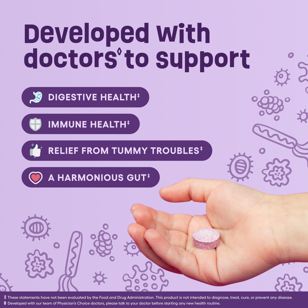Physician's CHOICE Probiotics for Kids - 7 Diverse Strains, Organic Prebiotics, Vitamins & Minerals - Clinically Studied L. Rhamnosus GG - Immune & Digestive Support - No Sugar or Artificial Dyes