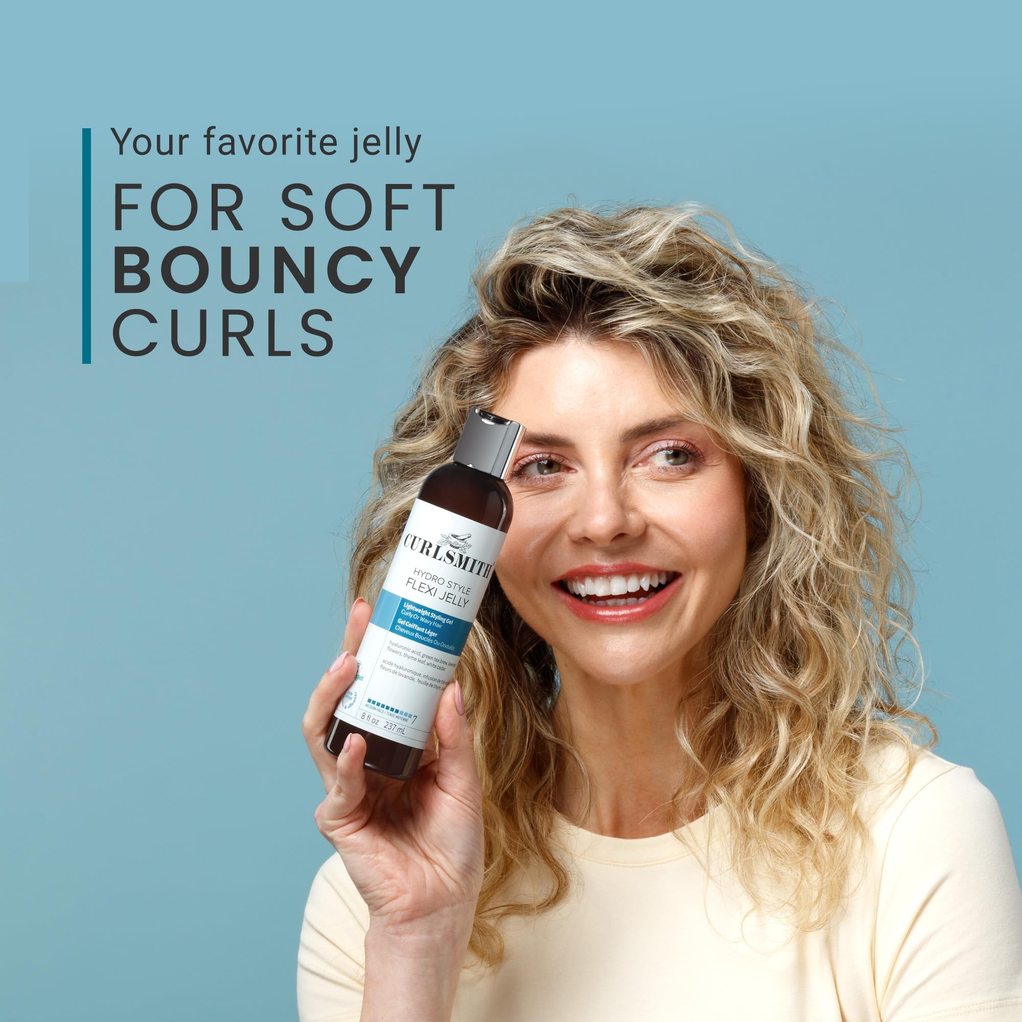 CURLSMITH Hydro Style Flexi - Curl Defining, Medium Hold Jelly Styler, For Bouncy Curls, For All Curl Types, Vegan & Cruelty Free