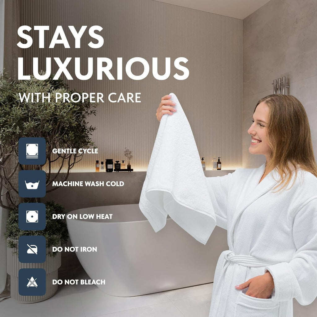 Buy now Luxury White Hand Towels - Soft 100% Turkish Cotton | Highly Absorbent Hotel spa Bathroom Towel Collection | 16x30 Inch | Set of 6 at indiglob india