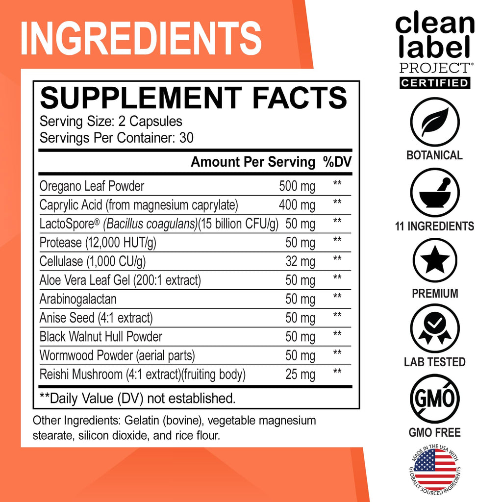 Candi Cleanse Support Supplement Pills - Anti Overgrowth Supplements for Women & Men - Extra Strength Balance Control Probiotic Complex Cleanser - Natural Oral Herbal Oregano & Caprylic Acid Capsules