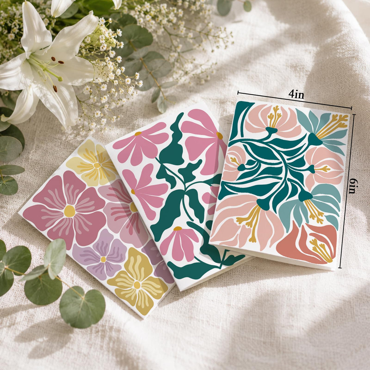 Ogeby 24 Pack Floral Greeting Card with Envelopes & Stickers, Boxed Floral Blank Note Cards Set for All Occasions, 12 Assorted Designs, 4x6 Inch, Blank Inside