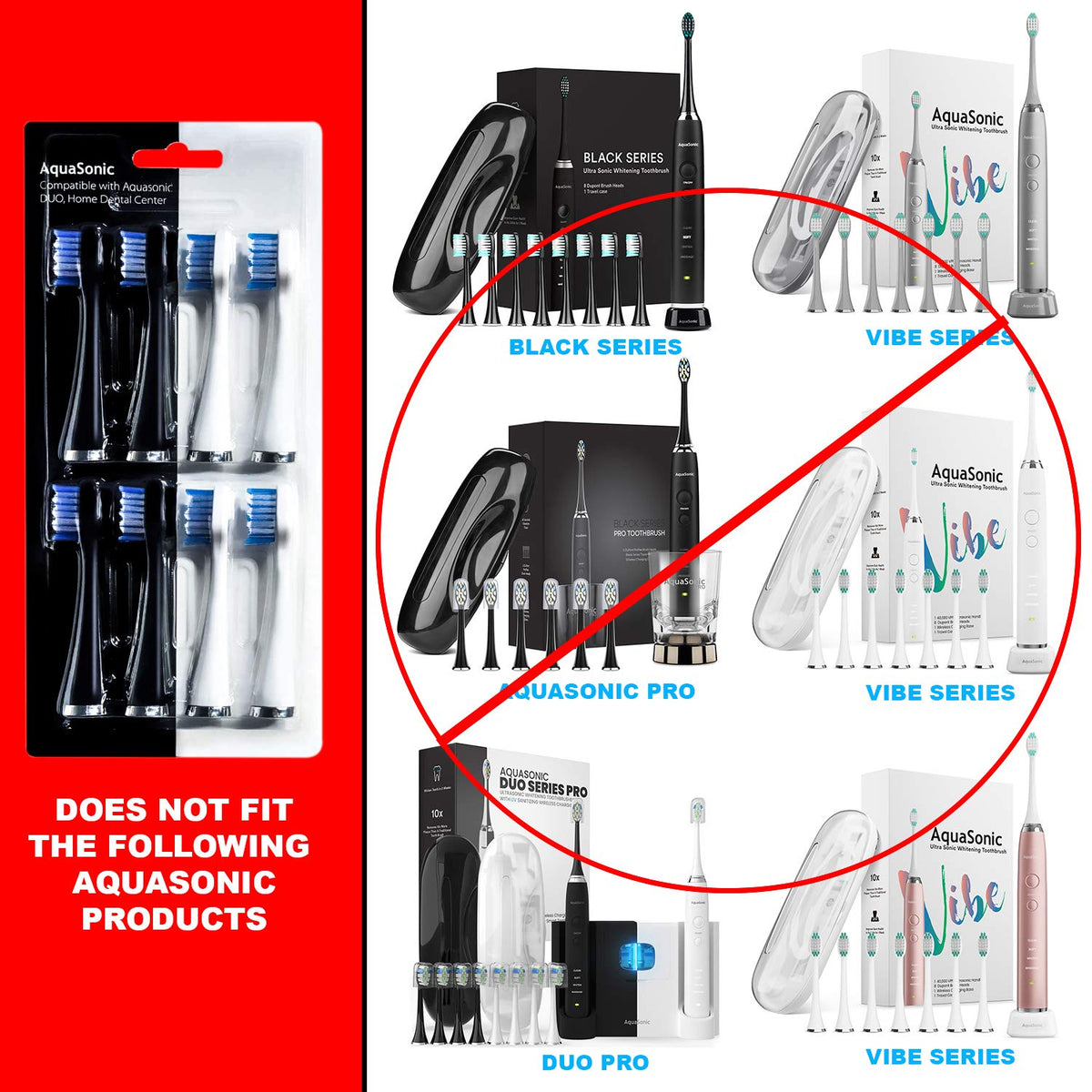 AquaSonic Genuine Duo Series Replacement Brush Heads | for Normal & Sensitive Teeth | Compatible with Duo Series & Home Dental Center Toothbrush Handles | NOT Compatible with Duo Series Pro