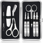 TsMADDTs Tweezers for Men, 8 in 1 Professional Eyebrow Tweezers Kit with Eyebrow Trimmer & Scissors, Razor, Brush, Skin Care Tools